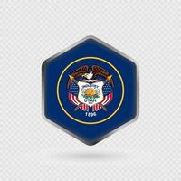 Utah State Flag Icon in Hexagon Shape. vector