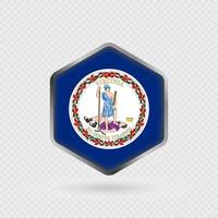 Virginia State Flag Icon in Hexagon Shape. vector