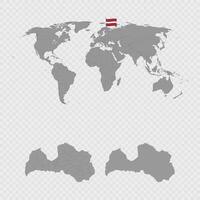 Latvia Map Set with World Location. vector