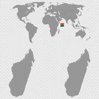 Madagascar Provinces Map Set with World Location. vector