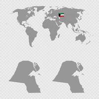 Kuwait Map Set with World Location. vector