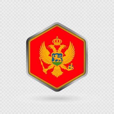 Montenegro Flag Icon in Hexagon Shape.
