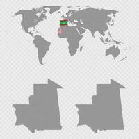 Mauritania Map Set with World Location. vector