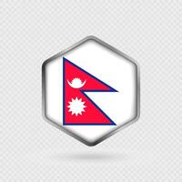 Nepal Flag Icon in Hexagon Shape. vector