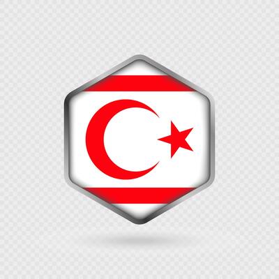 Northern Cyprus Flag Icon in Hexagon Shape.