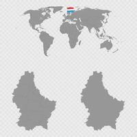 Luxembourg Map Set with World Location. vector
