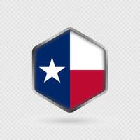 Texas State Flag Icon in Hexagon Shape. vector