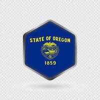 Oregon State Flag Icon in Hexagon Shape. vector