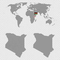 Kenya Counties Map Set with World Location. vector