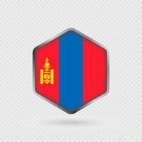 Mongolia Flag Icon in Hexagon Shape. vector