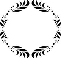 Sketchy decorative frame of abstract leaves and round berries in monochrome. Engraving minimalistic image in black ink drawing on white background vector