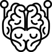 Abstract Geometric Brain Circuit Symbol in Minimalist Black and White Line Art Digital Technology and AI Concept vector