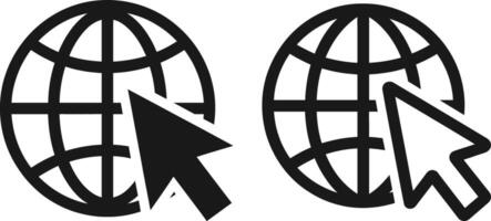 Two simple globe icons with cursor for website and internet concepts vector
