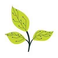 Green Leaves With Circuit Board Pattern Representing Technology And Nature Integration vector