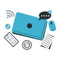 Modern Workspace With Laptop And Digital Notifications vector