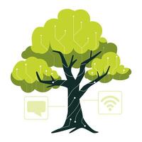 Digital Tree With Technology And Communication Symbols vector