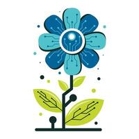 Digital Technology Flower With Circuit Board Design vector
