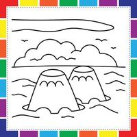 A coloring page with a picture of two islands vector