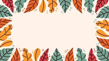 Autumn leaves. Oak, birch, and maple. Rectangular border frame with autumn illustrations on a light beige background. Perfect for Hello Autumn designs. Perfect for ads or designs. vector