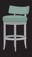 a stool with a green seat and a white frame vector