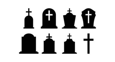 tombstone icon design concept silhouette style set collection vector