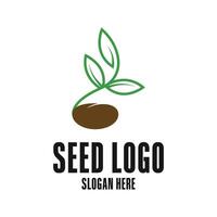 seed logo design with sprout and leaves concept idea vector
