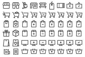 Set of icons related to commerce, sales, stores and shopping. Symbols for your web business. vector