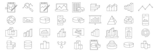 A set of different types of graphs and charts vector