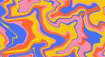 Retro groovy background with wavy melting texture. Psychedelic trippy abstract design in trendy bright colors vector