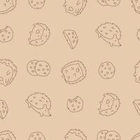 Outline Hedgehog Animal Cookies Pattern Illustration Seamless for Background Wallpaper vector
