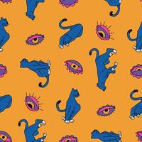 Seamless Pattern of Panther Animal Eye Background for Fashion Wrapping Print Fabric Surface vector