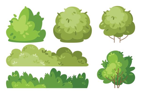 Cartoon Bushes and Shrubs set