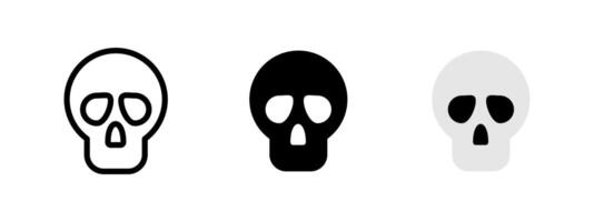 Skull icon. Simplified human skull with hollow eye sockets and nasal cavity illustration. Symbol of death, danger, or toxicity. Used in warnings, Halloween themes, and horror concepts. vector
