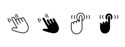 Tap icon. Hand gesture with vibrating motion lines. Touch or click action on a screen . Mobile UI interaction and digital button press symbol. Touch input sign. Interactive gesture pictogram. vector