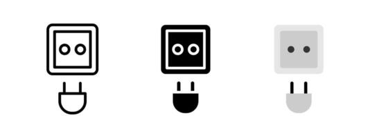 Socket icon. Electrical wall outlet with plug illustration. Power connection and charging device symbol. Energy transfer and voltage source sign. Electrical supply equipment pictogram. vector