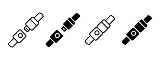 Seatbelt icon. Safety belt with buckle and clip in open and closed positions illustration. Represents vehicle safety and passenger protection symbol. Transport security element sign. vector