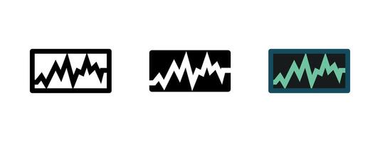 Monitor icon. Display screen with jagged waveform line indicating activity illustration. Commonly used in analytics, diagnostics, and data tracking interfaces. Signal chart concept. vector