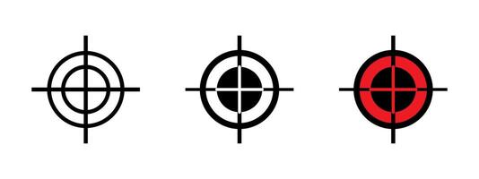 Target icon. Crosshair with concentric circles and vertical-horizontal sight lines . Precision aiming and goal focus symbol. Shooting, hunting and sniper sight pictogram. vector