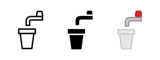 Drinking fountain icon. Water dispenser with push button on curved spout illustration. Hydration source in schools or public buildings symbol. Clean water access pictogram. vector
