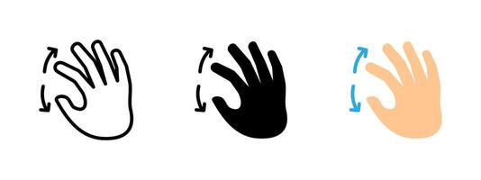 Zoom icon. Two-finger pinch gesture. Screen enlargement or zoom-in action illustration. Touch interfaces for mobile devices symbol. Touchscreen control sign. Digital interaction pictogram. vector