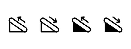 Escalator icon. Inclined escalators with arrows indicating up and down directions illustration. Common transport feature in malls and metro stations. Directional movement signage. vector