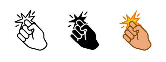 Knock icon. Human hand performing a knocking gesture with impact lines illustration. Symbol of knocking on door to alert or request entry sign. Attention gesture pictogram. Knock-knock sign. vector
