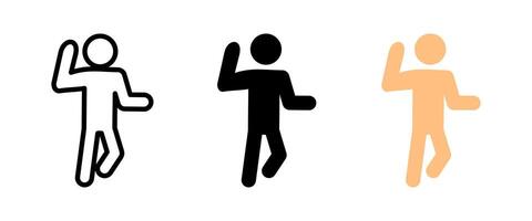 Hello icon. Person raising hand in friendly greeting illustration. Gesture of communication and social interaction symbol. Welcoming and positive expression sign. Friendly wave pictogram. vector