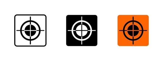 Target aiming icon. Centered bullseye with concentric circles representing shooting range illustration. Symbol of precision aiming and firearm training sign. vector