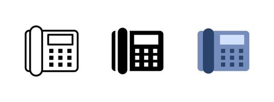 Telephone icon. Office landline phone with receiver and numeric keypad illustration. Traditional communication device symbol. Workplaces and call centers sign. Corporate telecom pictogram. vector