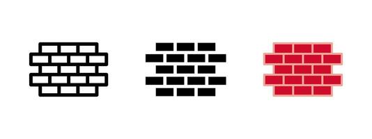 Brick icon. Stacked rectangular bricks forming a wall . Represents construction material or barrier structure symbol. Used in architecture, urban planning or masonry sign. vector