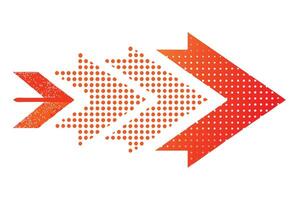 Dynamic Orange Arrow Design Abstract Halftone Arrows Pointing Right, Symbolizing Progress and Growth - Professional digital artwork with vibrant colors and detailed composition vector