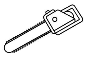 Powerful Chainsaw Ready for Action A Dramatic Line Art Illustration of a Chainsaw Against a White Background vector