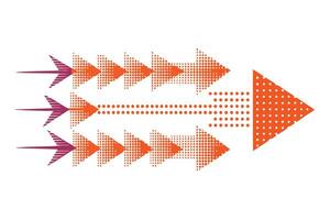 Dynamic Orange Arrows Merging into One Abstract Forward Motion and Progress Graphic Design - Professional digital artwork with vibrant colors and detailed composition vector