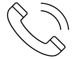 Urgent Incoming Call Simple Black Line Art Phone Icon Illustration, Representing Communication and Alert, White Background vector